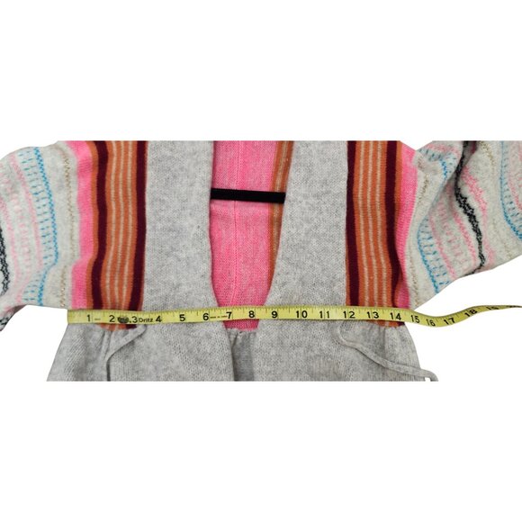 Vtg Y2k Free People Cardigan Sweater S Stripe Pink Red Turquoise Kimono Open - Picture 9 of 11